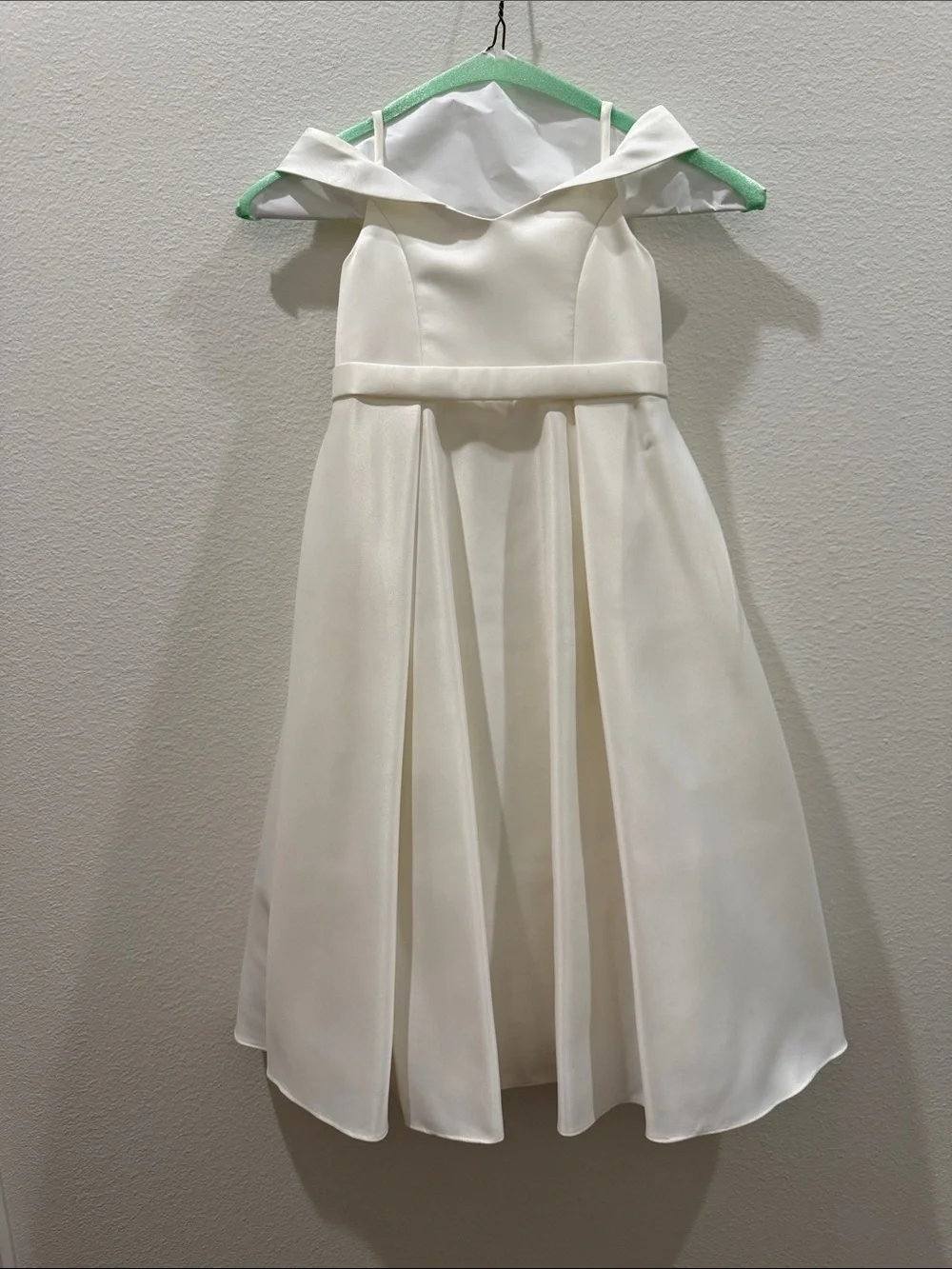 Ivory Satin Girls' Formal Dress with Collar